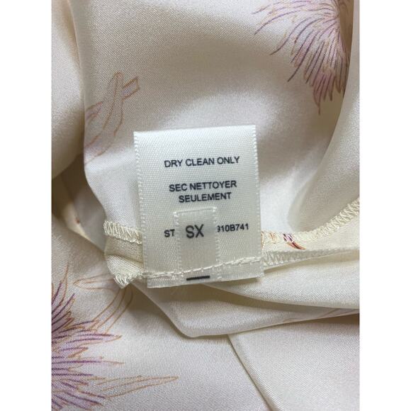 REBECCA TAYLOR Nora Silk Cap Sleeve Cream and Pink Floral Top US XSMALL - Picture 13 of 13